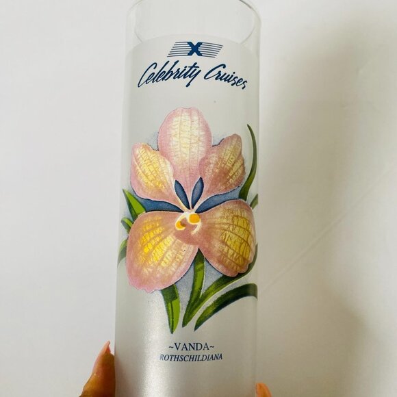 Vintage Celebrity Cruises Floral Frosted Cocktail Glasses - Set of 2 - Picture 3 of 13